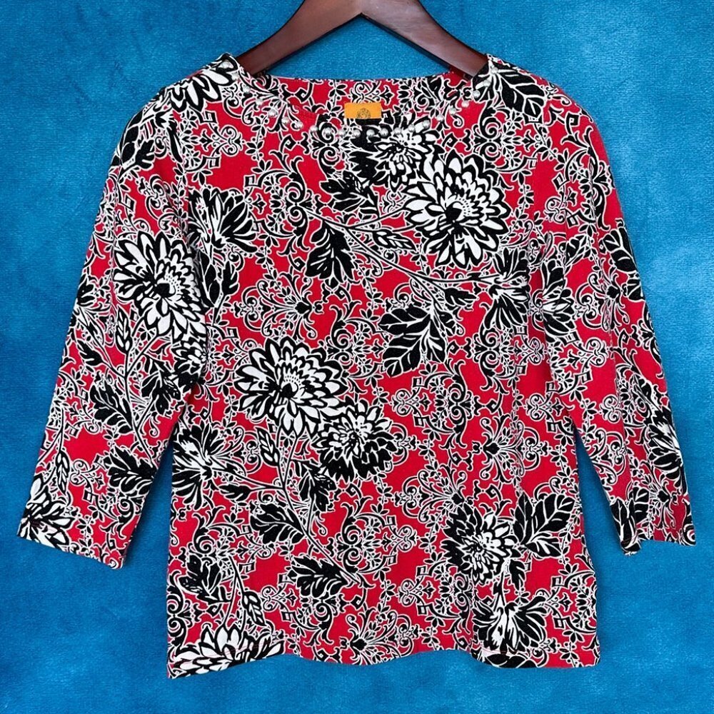 Ruby Rd Bright Floral Top, Size S